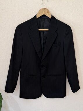 Dockers Black Pinstripe Suit Sport Coat Jacket Blazer Size 14